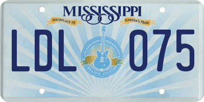 MS license plate LDL075