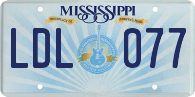 MS license plate LDL077