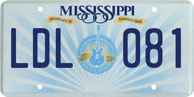 MS license plate LDL081