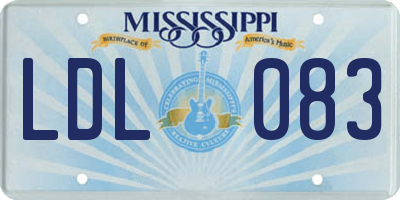 MS license plate LDL083