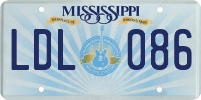 MS license plate LDL086