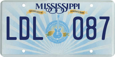 MS license plate LDL087