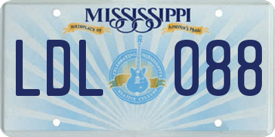 MS license plate LDL088