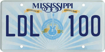MS license plate LDL100
