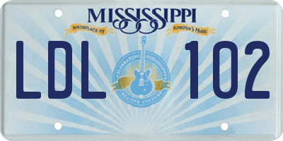 MS license plate LDL102