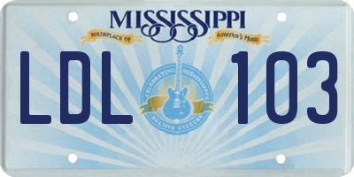 MS license plate LDL103