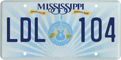 MS license plate LDL104