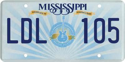 MS license plate LDL105
