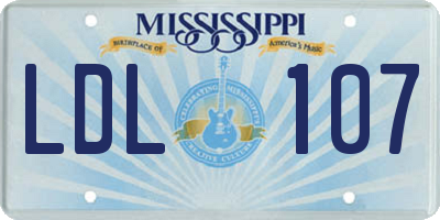 MS license plate LDL107