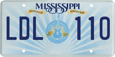 MS license plate LDL110