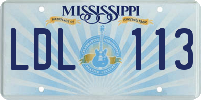 MS license plate LDL113