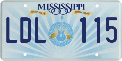 MS license plate LDL115