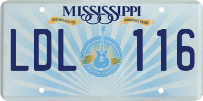 MS license plate LDL116