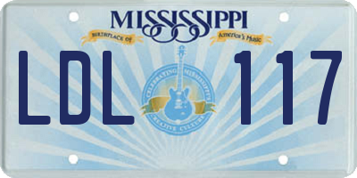 MS license plate LDL117