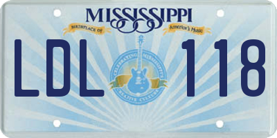 MS license plate LDL118