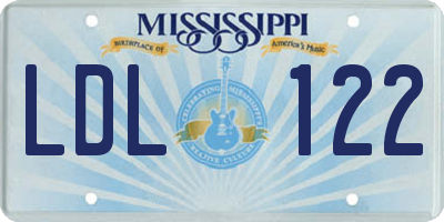 MS license plate LDL122