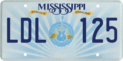 MS license plate LDL125