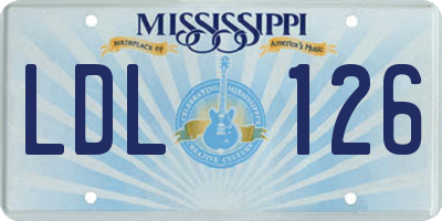 MS license plate LDL126