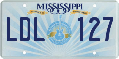 MS license plate LDL127