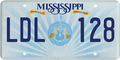 MS license plate LDL128