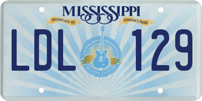 MS license plate LDL129