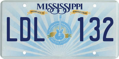 MS license plate LDL132