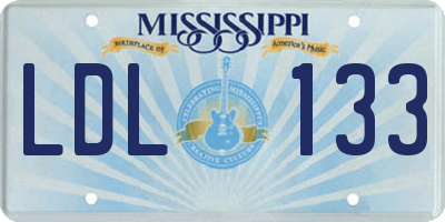 MS license plate LDL133