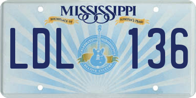 MS license plate LDL136