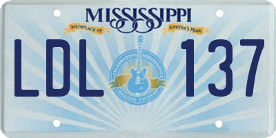 MS license plate LDL137