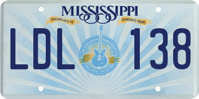 MS license plate LDL138