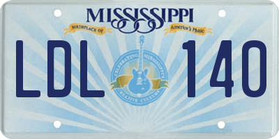 MS license plate LDL140