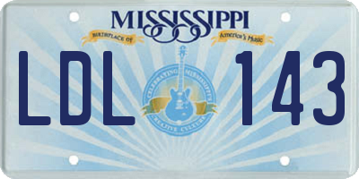 MS license plate LDL143
