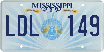 MS license plate LDL149