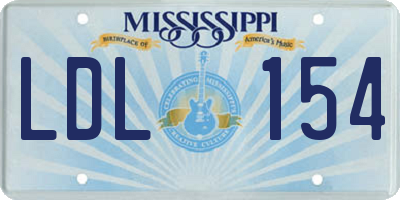 MS license plate LDL154