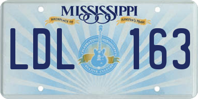MS license plate LDL163