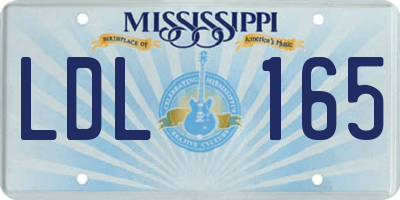 MS license plate LDL165