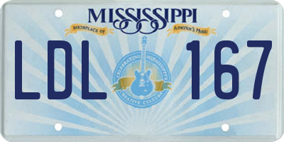 MS license plate LDL167