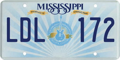 MS license plate LDL172