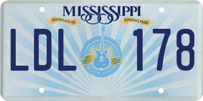MS license plate LDL178