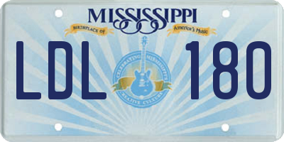 MS license plate LDL180