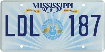 MS license plate LDL187