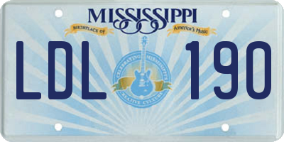MS license plate LDL190