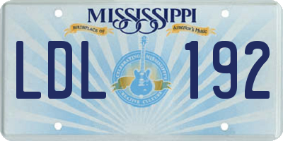 MS license plate LDL192