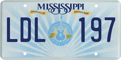 MS license plate LDL197