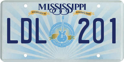 MS license plate LDL201