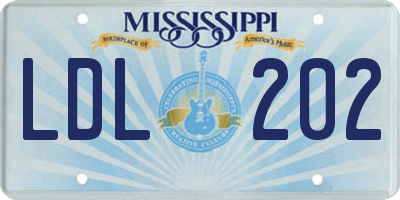 MS license plate LDL202