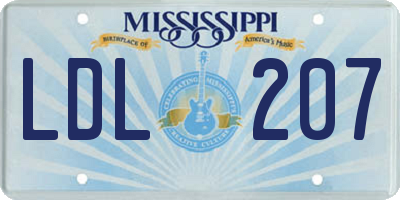 MS license plate LDL207