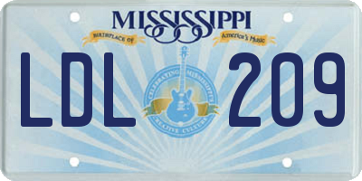 MS license plate LDL209