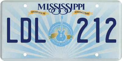 MS license plate LDL212