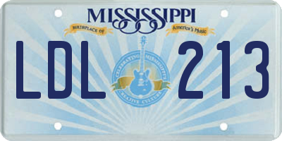 MS license plate LDL213